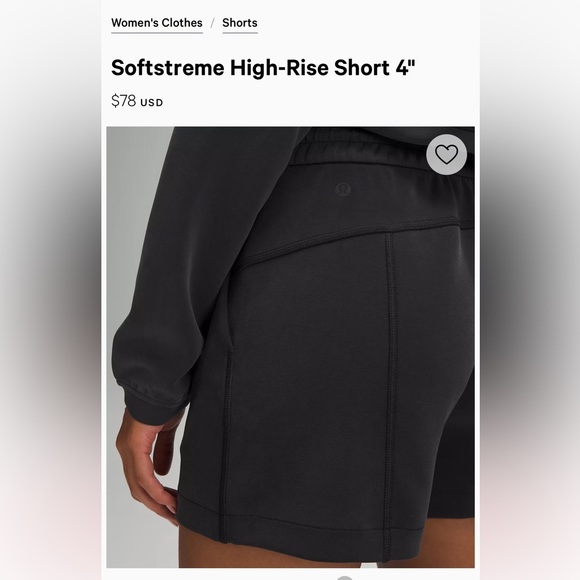 Lululemon Athletica Washed Black 4” Softstreme High-Rise Short - Picture 2 of 2